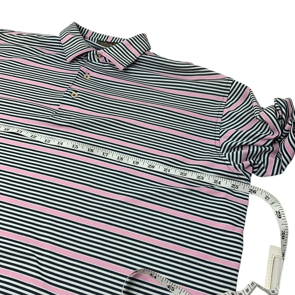 Peter Millar‎ Summer Comfort Men's Large Striped Short Sleeve Golf Polo Flaw - Picture 8 of 14